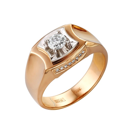 Кольцо, золото, бриллиант, красный, 1-104-167
